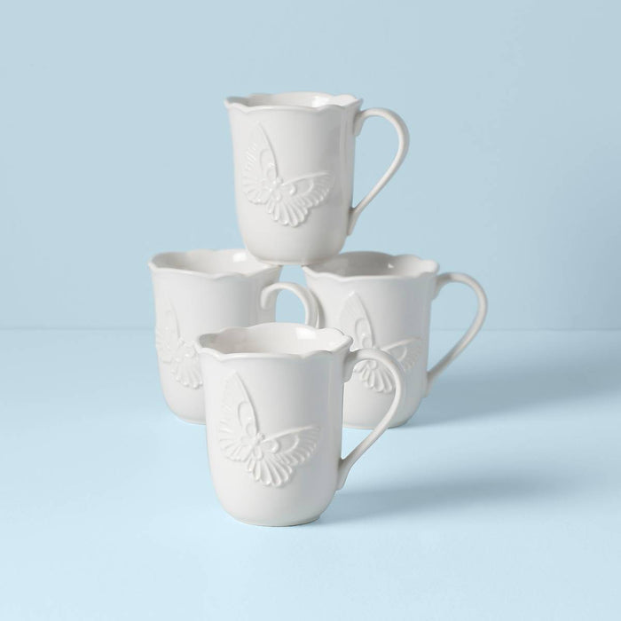 Butterfly Meadow Carved Vanilla® 4pc Mug Set