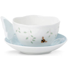 Butterfly Meadow Figural® Blue Cup and Saucer