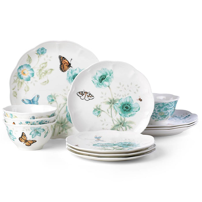 Butterfly Meadow Turquoise 12-pc Dinnerware Set