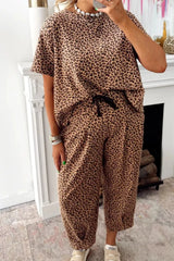 Hazel Blues® |  Leopard Print Relaxed Fit Two-Piece Set