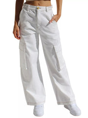 Hazel Blues® |  High-Waisted Wide Leg Cargo Jeans