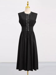 Hazel Blues® |  Lace-Up Corset Sleeveless Midi Dress