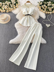 Hazel Blues® |  Sleeveless Top and Wide-Leg Pants Set