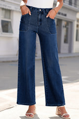 Hazel Blues® |  Straight Leg Mid-Rise Shift Jeans