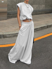 Hazel Blues® |  Round Neck Top and Wide Leg Pants Set