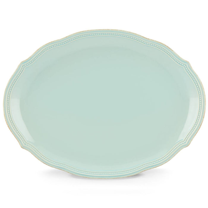 French Perle Bead Ice Blue™ 16" Oval Platter