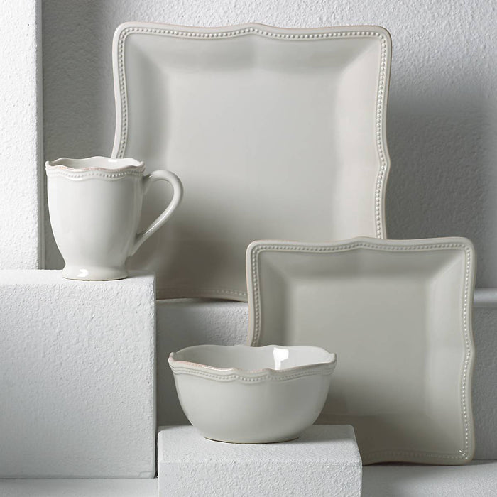 French Perle Bead White Square 4pc Place Setting