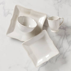 French Perle Bead White Square 4pc Place Setting