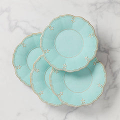 French Perle Melamine Aqua 4-pc Dinner Plate Set
