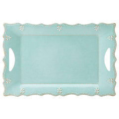 French Perle Melamine Aqua Rectangular Platter
