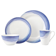 Indigo Watercolor Stripe™ 4pc Place Setting