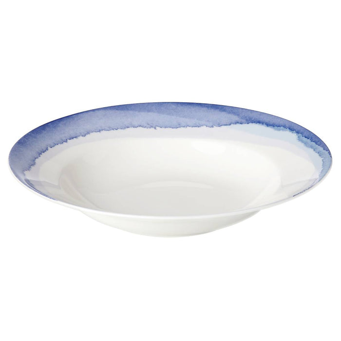 Indigo Watercolor Stripe™ Rimmed Bowl