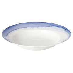 Indigo Watercolor Stripe™ Rimmed Bowl