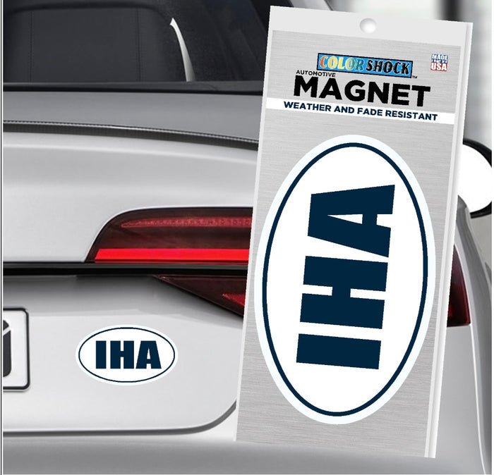 Navy and White IHA Car Magnet