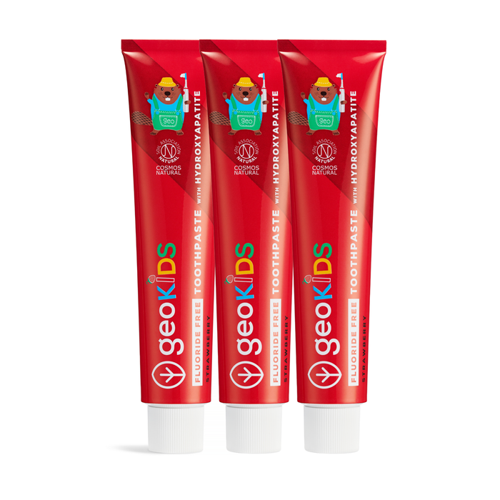 3x BUNDLE -Kids Toothpaste with Hydroxyapatite - Strawberry - Fluoride Free