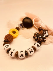 Schnullerkette Pferd personalisiert  braun/schwarz 11,90€, statt 17,90€