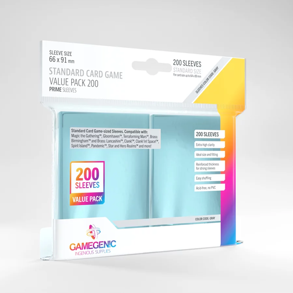 STANDARD CARD GAME VALUE PACK 200 PRIME SLEEVES
