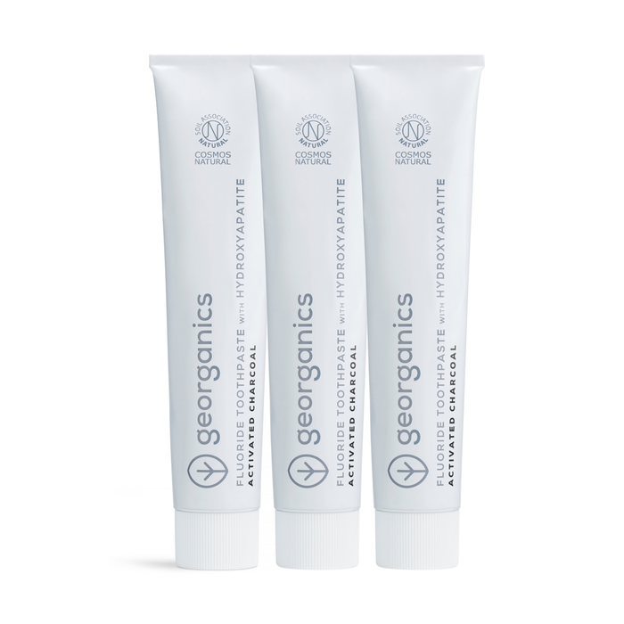 x3 BUNDLE - Hydroxyapatite Toothpaste - Charcoal - Fluoride
