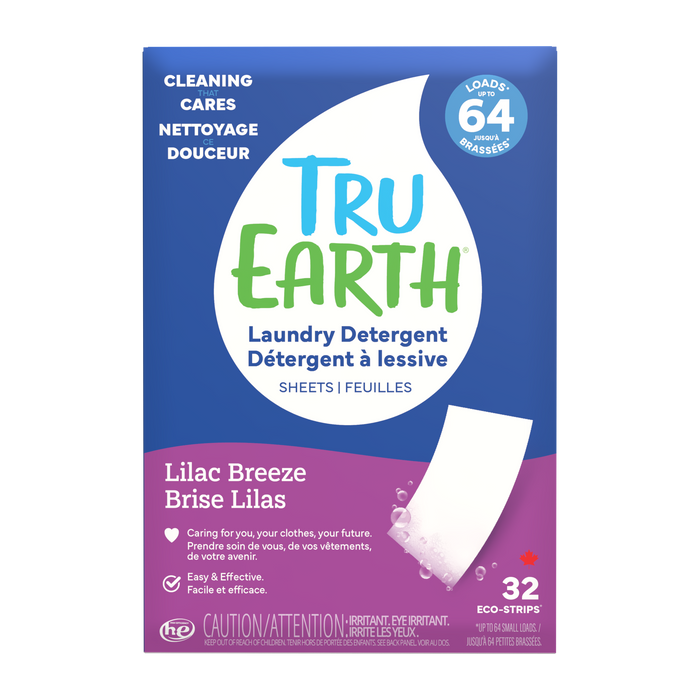TruEarth Laundry Detergent Lilac Breeze Front of Package || 32 Strips