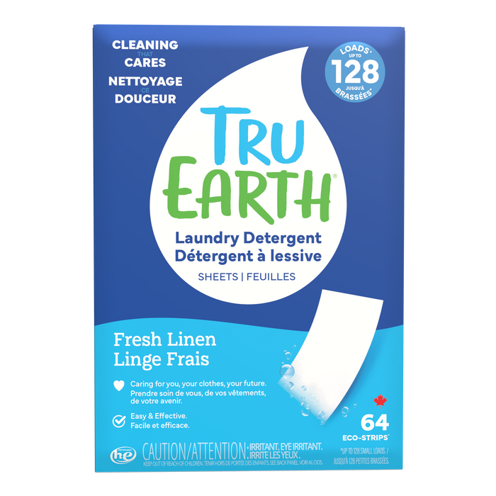 TruEarth Laundry Detergent Fresh-Linen Front of Package || 64 Strips