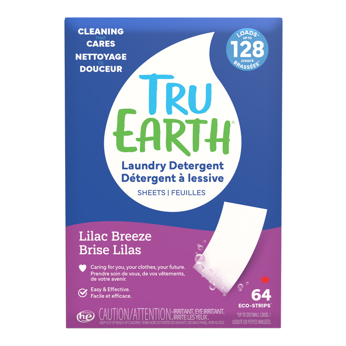 TruEarth Laundry Detergent Lilac Breeze Front of Package || 64 Strips