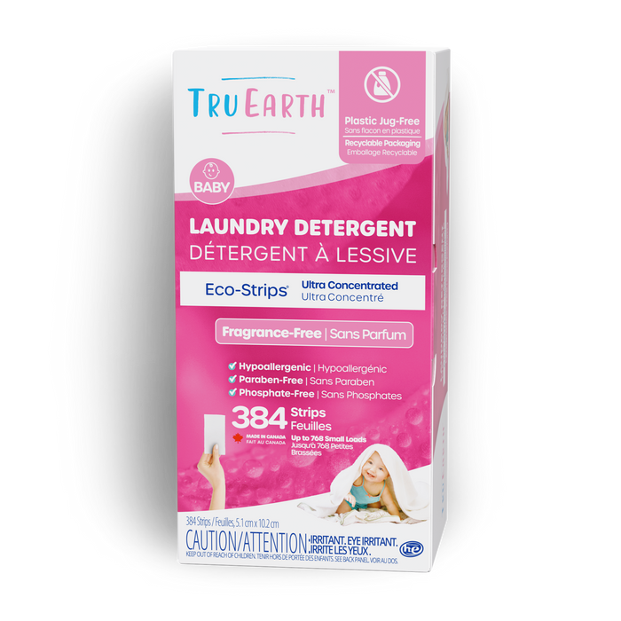 TruEarth Laundry Detergent Baby Fragrance-Free Front of Package || 384 Strips