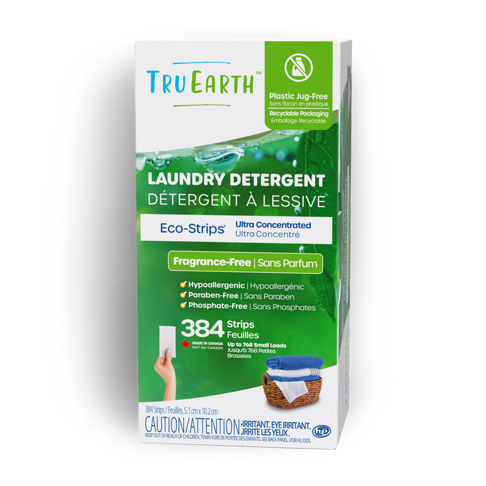 TruEarth Laundry Detergent Fragrance-Free Front of Package || 384 Strips