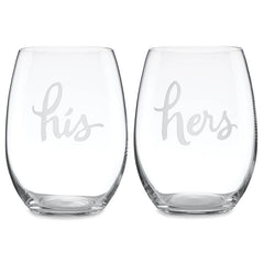 Two Of A Kind "His" and "Hers" 2pc Stemless Wine