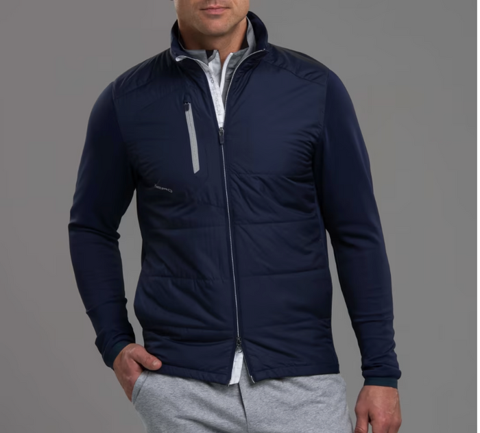Zero Restriction Navy Blue Men's Jacket (Plaid Heart Embroidered on Left Chest)